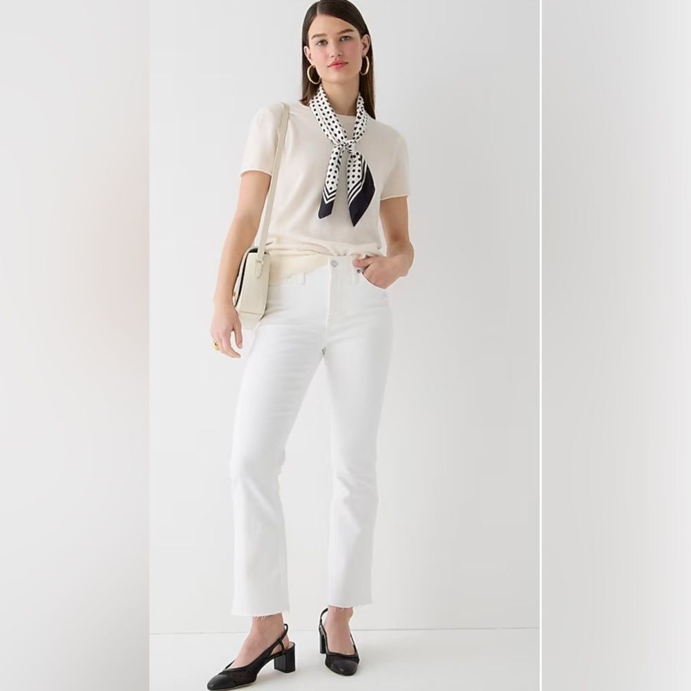J Crew 10" Billie Demi Boot Crop Jeans 28 White  Kick Flare
